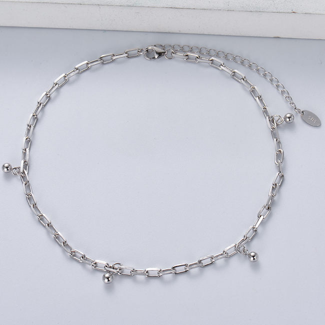 Bracelets à maillons de chaîne de trombone polonais en argent sterling 925