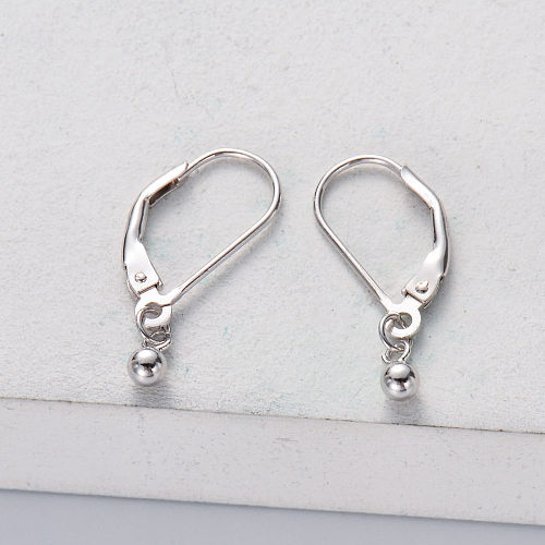 simple girl's favor jewelry 925 sterling silver ball dangle clip-on earring