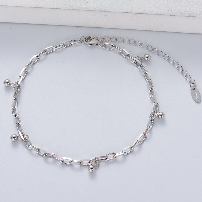 Hot Sell 925 Sterling Silver Link Bracelet Ball Charm Bracelet Wholesale