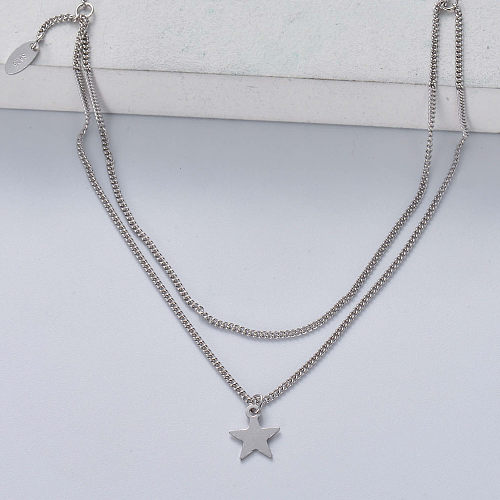 collier pendentif en forme d'étoile en argent sterling 925 en gros pour mariage