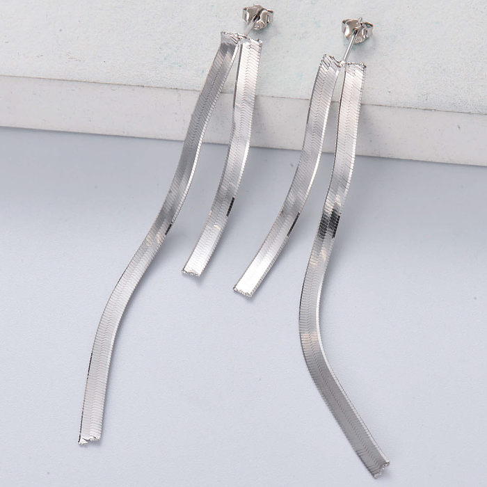 Großhandel Ohrringe Frauen zierliche 925 Sterling Silber Schlangenkette langen Ohrstecker
