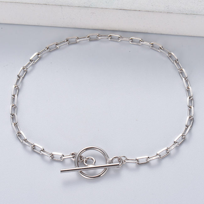 Korean Design Handmade Custom 925 Sterling Silver Bracelet Silver Jewelry Chain Lock