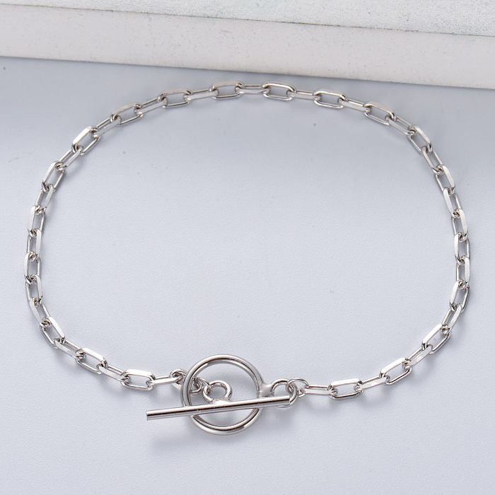 Korean Design Handmade Custom 925 Sterling Silver Bracelet Silver Jewelry Chain Lock