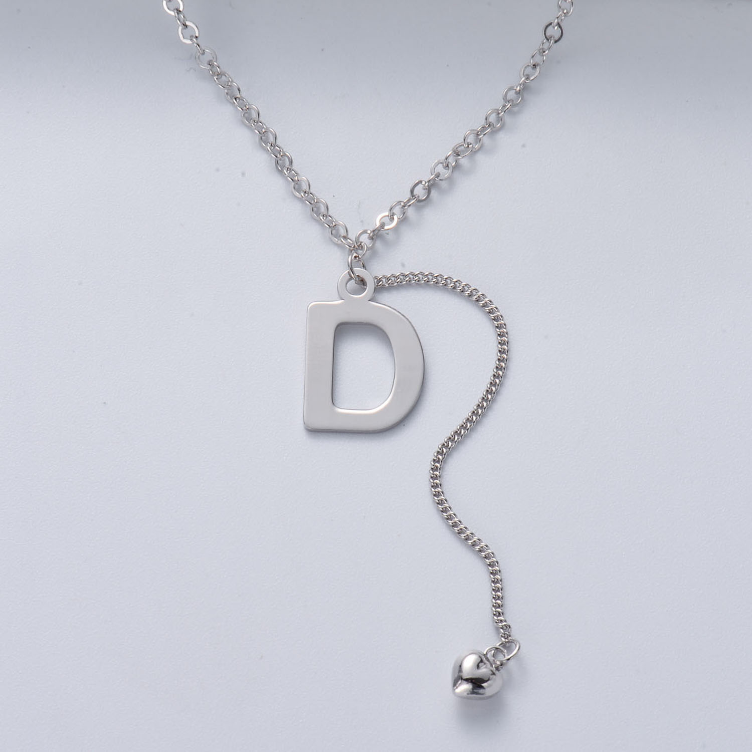 قلادة حرف D من الفضة عيار 925 سلسلة قلادة بالجملة للزفاف - Jewenoir