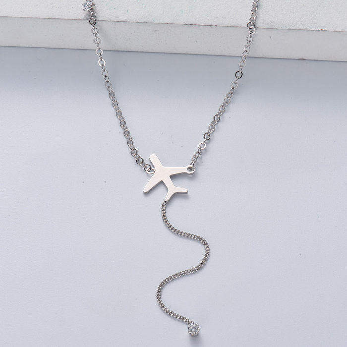 air plane pendant 925 sterling silver necklace chain wholesale for wedding