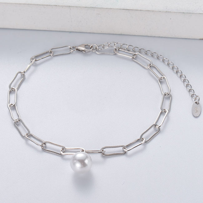 friendship link chain bracelets wholesale 925 sterling silver women custom pearl bracelet