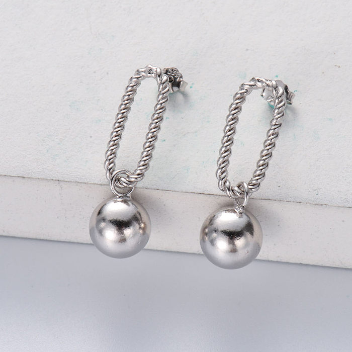Ohrringe aus 925er Sterlingsilber verdrehen ovale geometrische Kugelohrstecker für Frauen