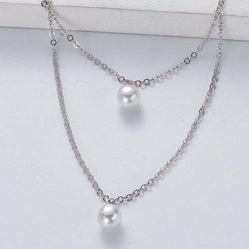 Perlenanhänger Hochzeit Halskette aus 925er Sterlingsilber