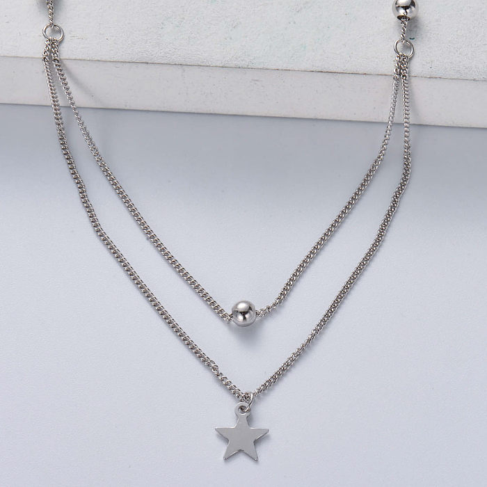 star pendant 925 sterling silver necklace chain wholesale for wedding