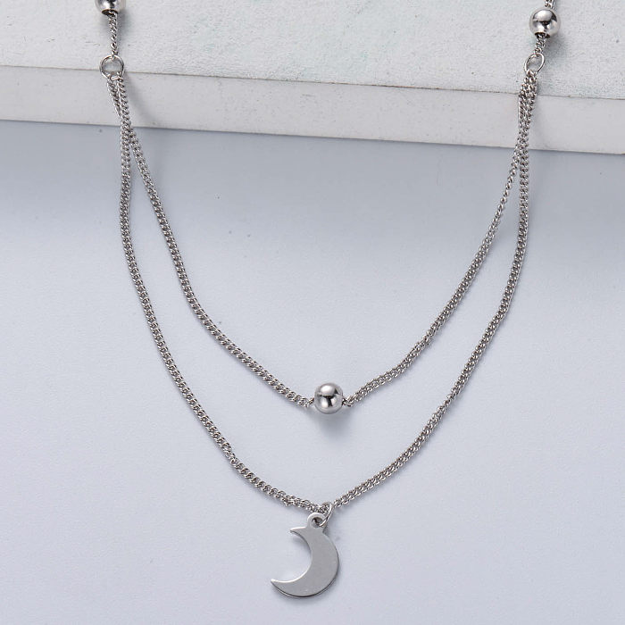 Collar con colgante en forma de luna, plata de ley 925, venta al por mayor para bodas