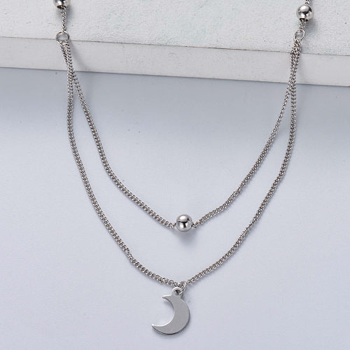 moon shape pendant necklace 925 sterling silver wholesale for wedding