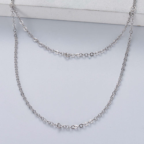corrente de colar de prata esterlina feminina 925 atacado