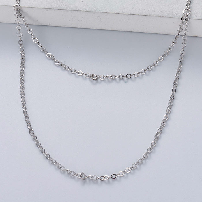 corrente de colar de prata esterlina feminina 925 atacado