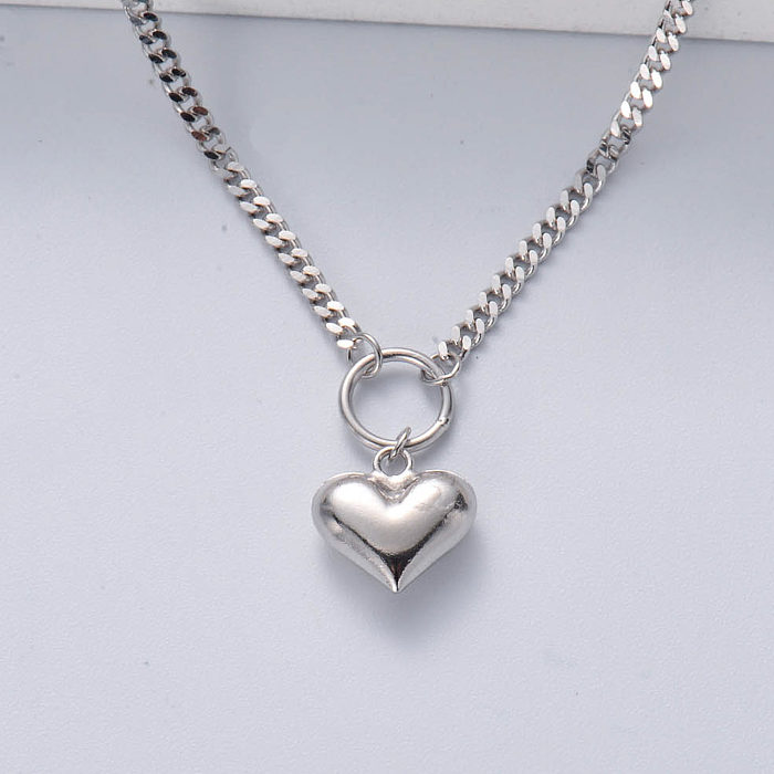 قلادة على شكل قلب من الفضة عيار 925 سلسلة قلادة بالجملة للزفاف - Jewenoir