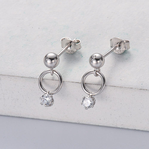 925 sterling silver earrings cubic zirconia ball circle stud earrings for women