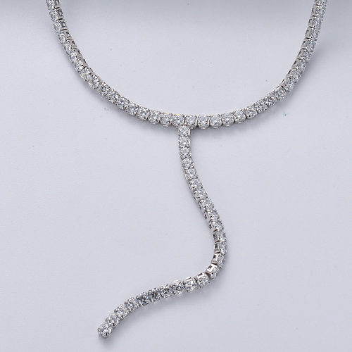 Cristal colar de prata esterlina 925 para mulheres