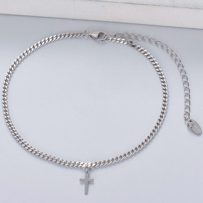 Classic Style Cross Chain 925 Sterling Silver Gift Sterling Silver Bracelet for women