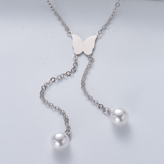 colgante de perlas collar de plata de ley 925 para mujer al por mayor