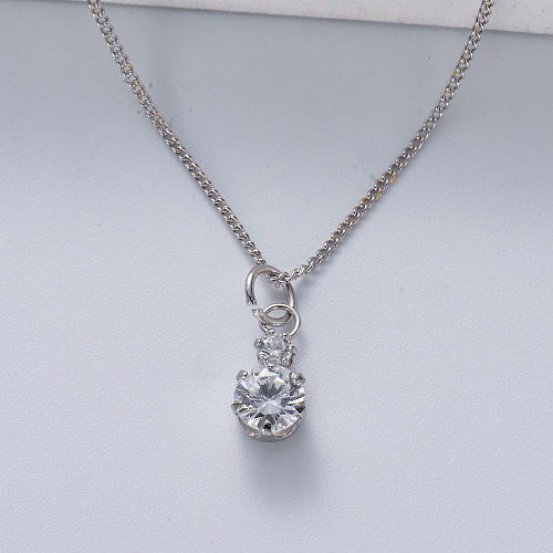 925 sterling silver necklace with crystal pendant for women