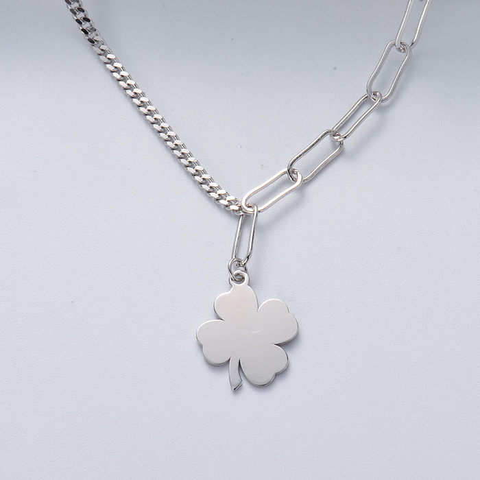 clover pendant sterling 925 silver necklace for girl