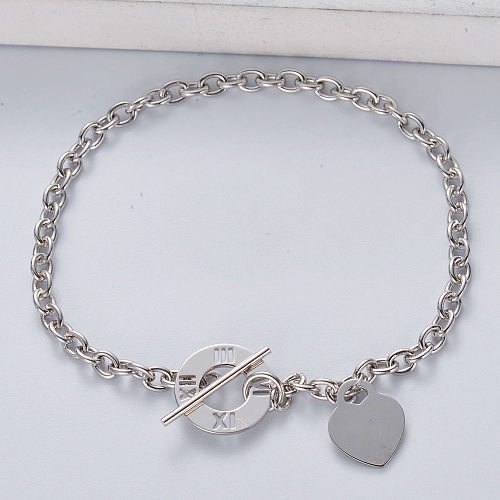 wholesale cuff chain bracelet sterling silver 925 heart charm bracelet