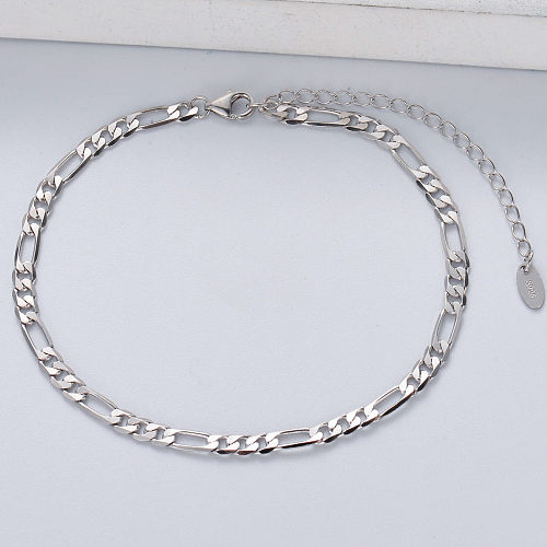 S925 Sterling Silber Figaro Kettenarmband Schmuck minimalistisches Geschenk Silberarmbänder