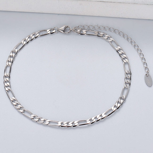 S925 Sterling Silver Figaro Chaîne Bracelet bijoux Minimaliste Cadeau Bracelets En Argent