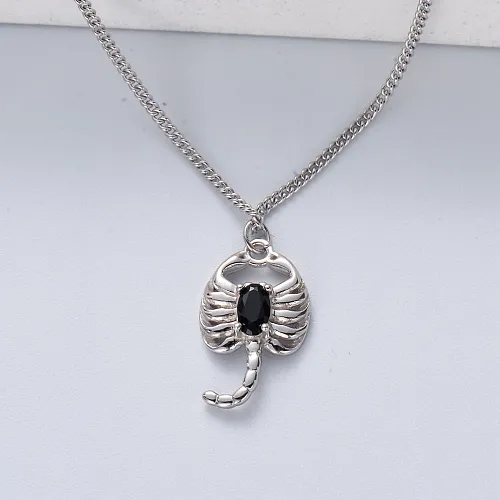 minimalist 925 silver with natural color escorpion pendant necklace