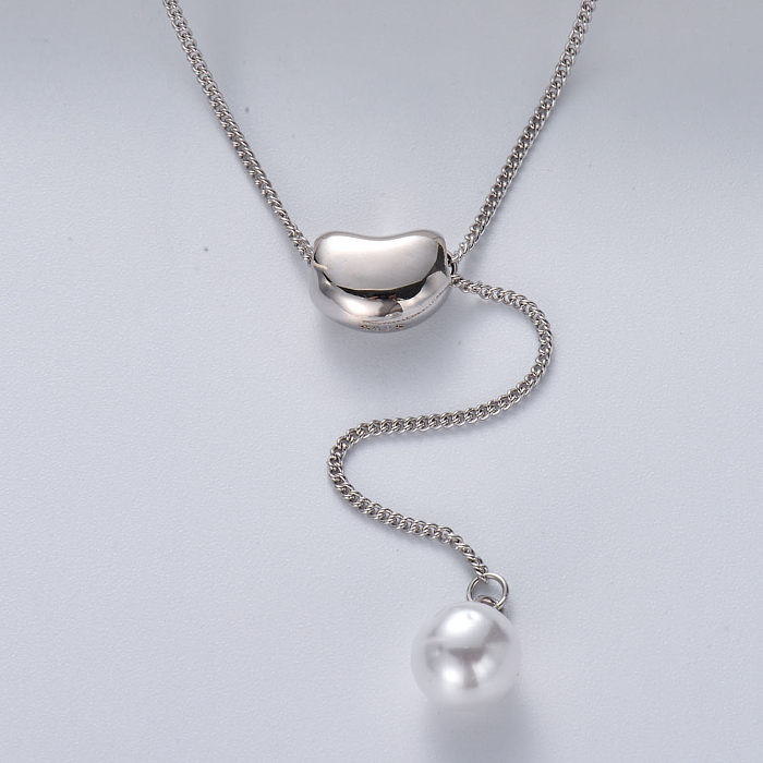 collar minimalista de plata 925 con colgante de perlas naturales de color natural