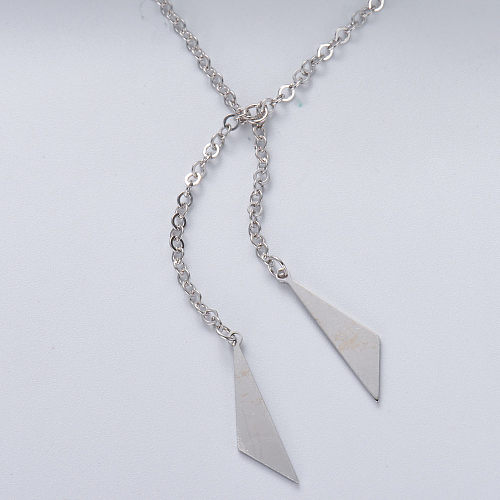 collar minimalista moderno de plata 925 con colgante doble de color natural