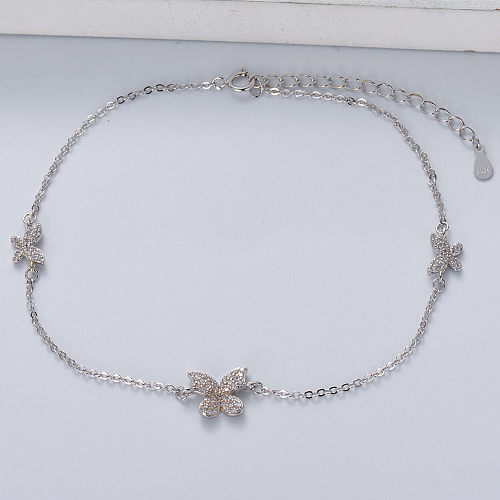 minimalistisches 925er Silber mit Schmetterlingsanhänger trendiges Armband