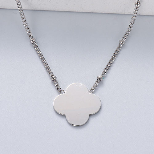 minimalist trendy 925 silver with natural color flower pendant necklace