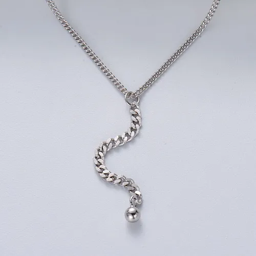 minimalist 925 silver with natural color ball pendant necklace
