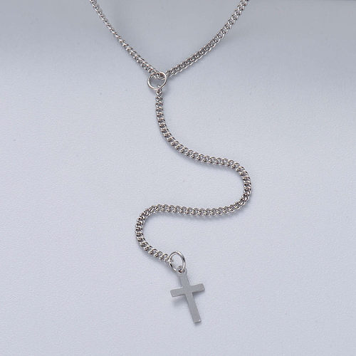 collier minimaliste en argent 925 avec pendentif croix de couleur naturelle