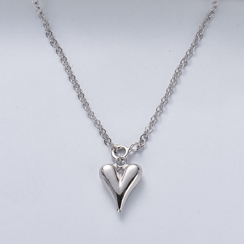 minimalist trendy 925 silver with natural color lovely heart pendant women necklace
