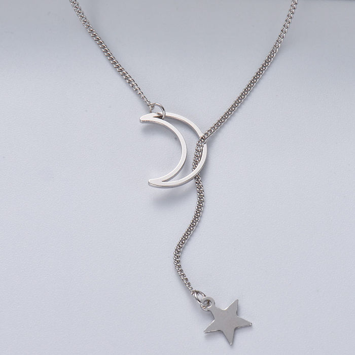 asymmetric 925 silver with natural color star pendant necklace