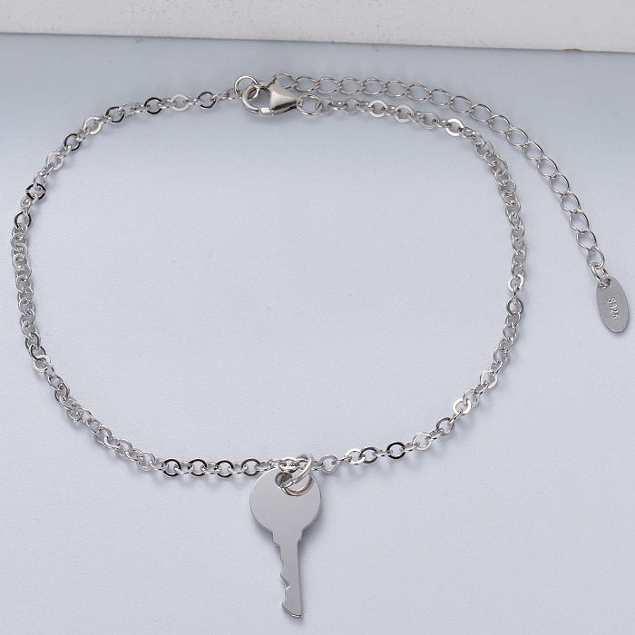 minimalistisches 925er Silber mit Schlüsselanhänger klassisches Armband