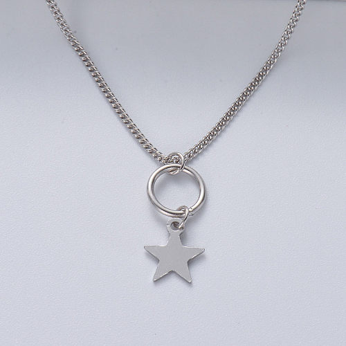 argent 925 minimaliste avec collier pendentif grande étoile de couleur naturelle