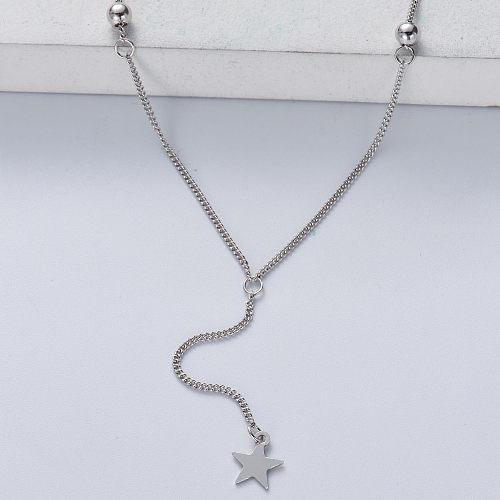 collier minimaliste en argent 925 avec pendentif étoile de couleur naturelle