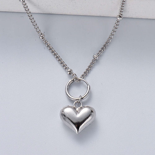 classic trendy 925 silver with natural color lovely heart pendant women necklace