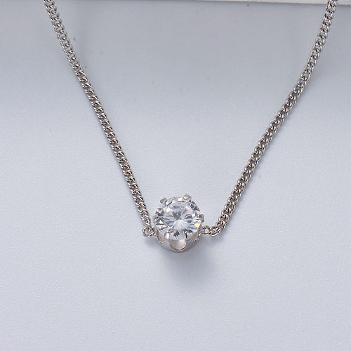 classic trendy 925 silver with natural color big crystal pendant women necklace