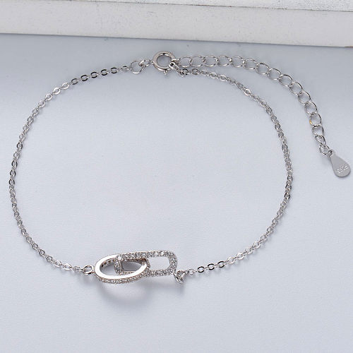 minimalist 925 silver trendy with double pendant bracelt