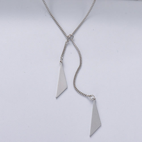 asymmetric trendy 925 silver with natural color double pendant necklace