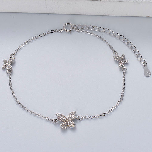 trendy 925 silver with butterfly pendant women bracelt