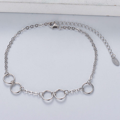 asymmetric 925 silver with circle pendant trendy bracelt