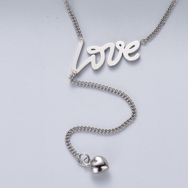 trendy 925 silver with natural color heart pendant necklace