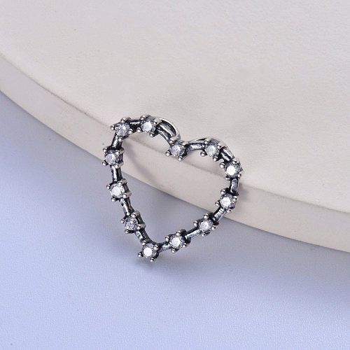 heart shape with natural zricon stone trendy 925 silver pendant