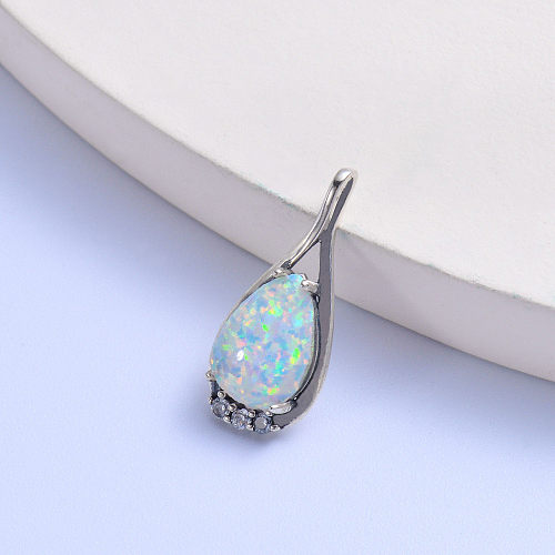 white water drop opal stone trendy 925 silver pendant