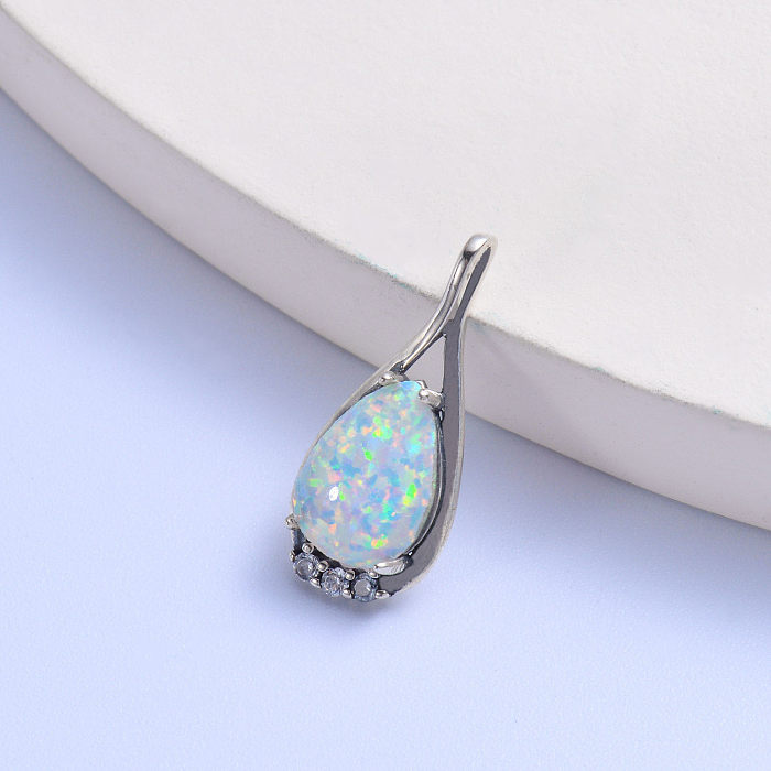 white water drop opal stone trendy 925 silver pendant