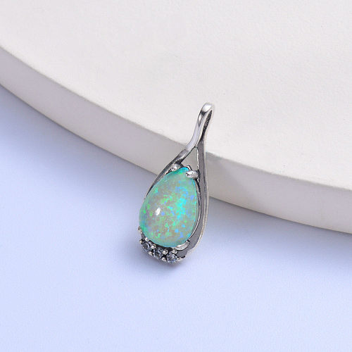 trendy colorful opal stone trendy 925 silver water drop pendant